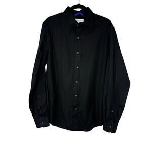 Teddy Stratford Men’s Black Button Up Dress Shirt Size 4 Large Minimalist